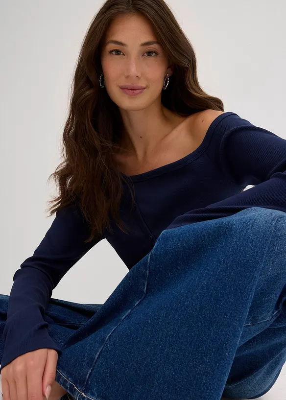 T-shirt manches longues côtelé, bonprix