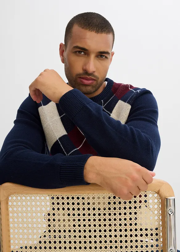 Pull à losanges 100% coton, bonprix