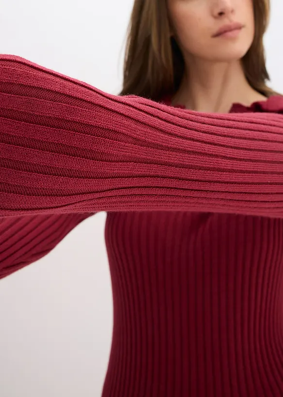 Pull en fine maille à col polo contrastant, bonprix