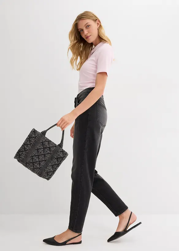 Jean barrel taille mi-haute, bonprix