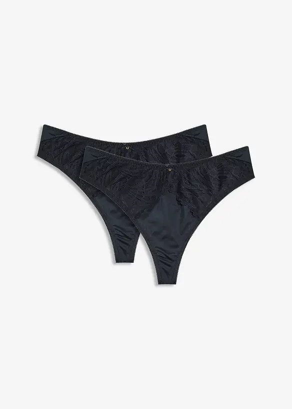 Lot de 2 strings Maxi en matière brillante, bonprix