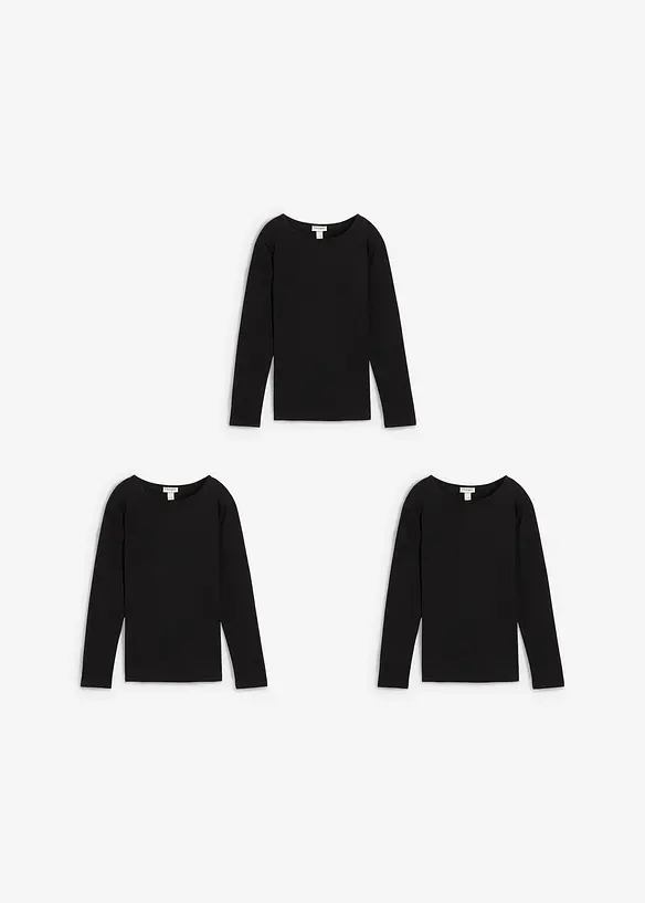 Lot de 3 T-shirts manches 100% coton, bonprix