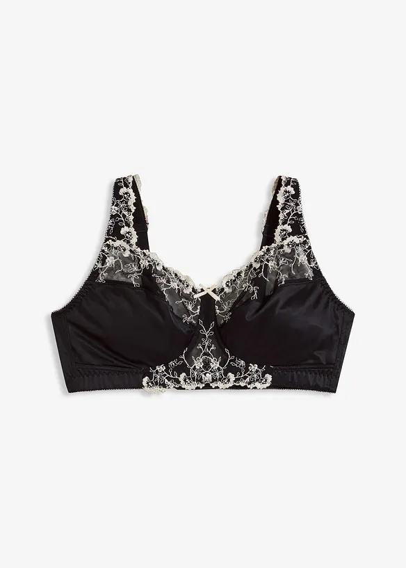 Soutien-gorge de maintien sans armatures, bretelles rembourrées et broderies, bonprix