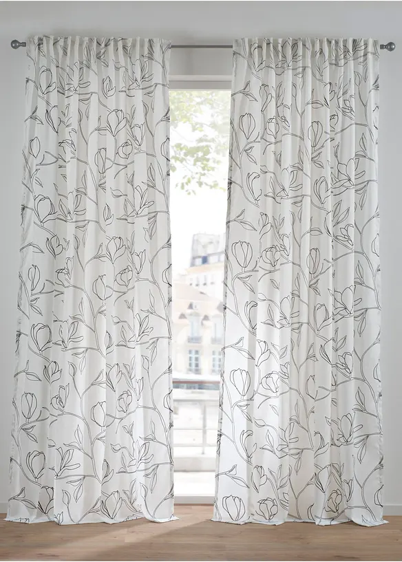 Voilage en polyester recyclé à imprimé feuillage (1 pce), bonprix