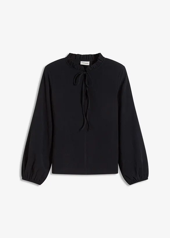 Blouse manches longues à col volanté, bonprix