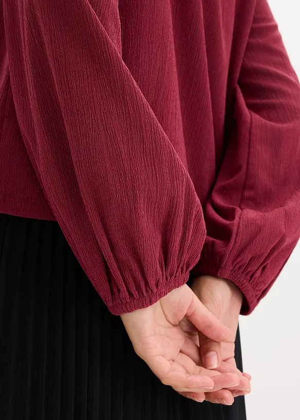 Blouse manches longues à col volanté, bonprix