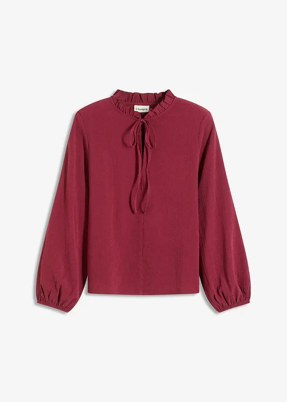 Blouse manches longues à col volanté, bonprix