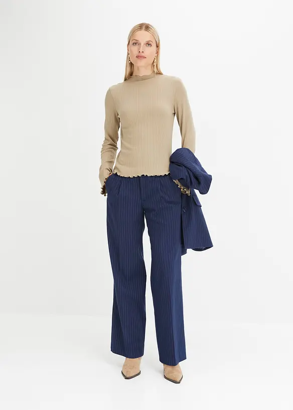 T-shirt côtelé manches longues, bonprix