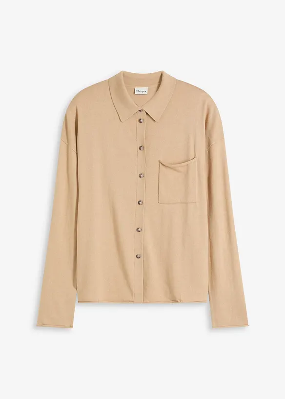 Gilet en fine maille à col chemise, bonprix