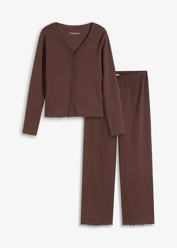 Pyjama boutonné en matière côtelée, bonprix