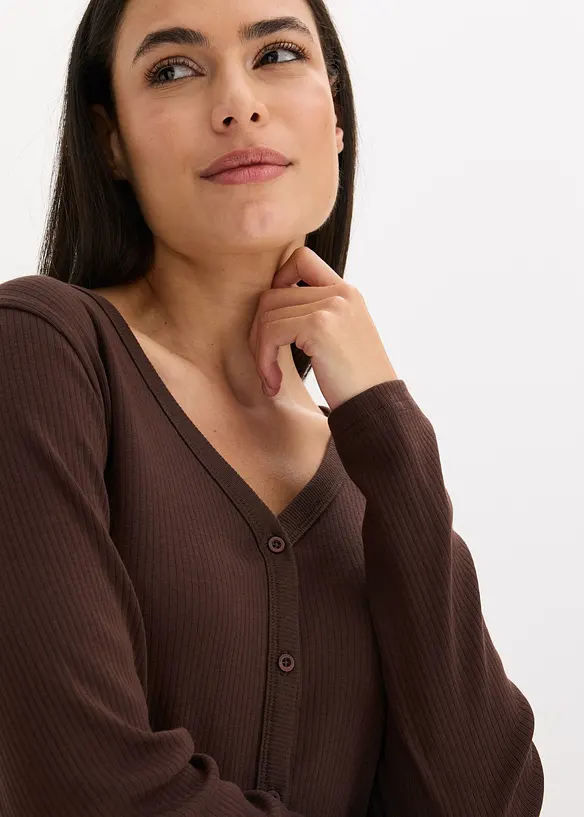 Pyjama boutonné en matière côtelée, bonprix