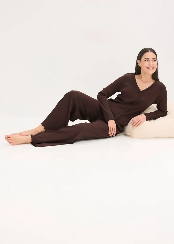 Pyjama boutonné en matière côtelée, bonprix