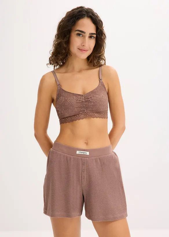 Lot de 2 soutiens-gorge d’allaitement sans armatures avec dentelle et coton, bonprix