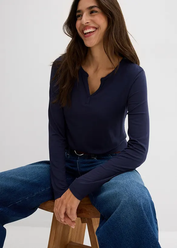 T-shirt manches longues en viscose extensible, bonprix