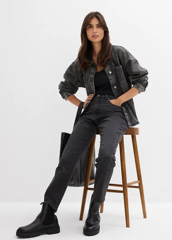 Jean droit taille haute, raccourci, bonprix