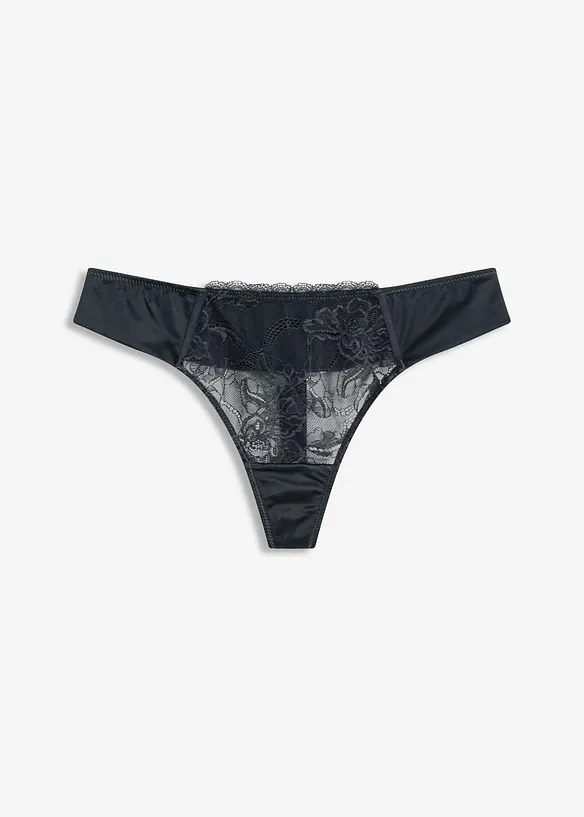 String avec dentelle délicate et effet brillant, bonprix