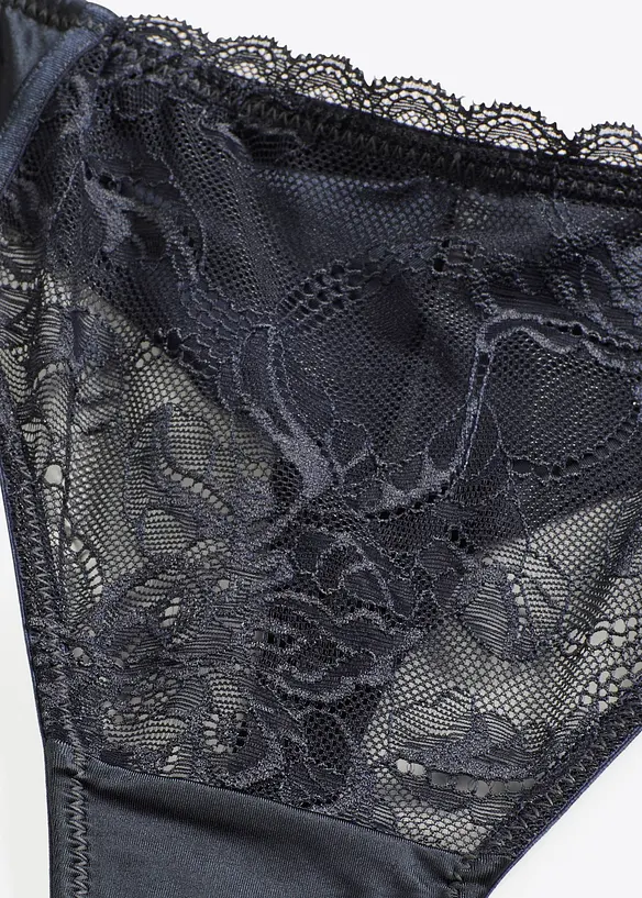 String avec dentelle délicate et effet brillant, bonprix