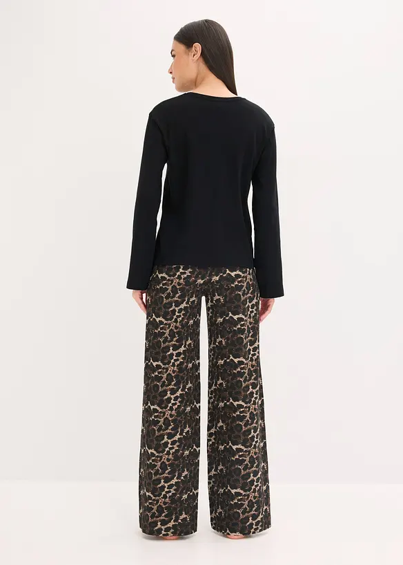 Pyjama avec haut côtelé et pantalon ample, bonprix