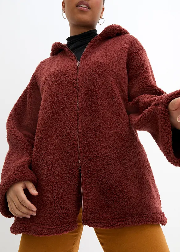 Veste en sherpa coupe trap&egrave;ze avec fentes lat&eacute;rales, bonprix