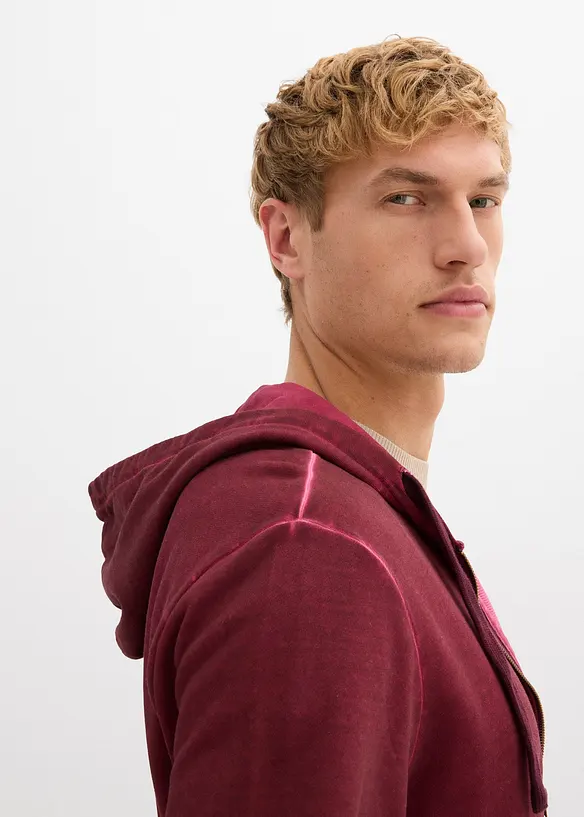 Sweat zippé à capuche, aspect délavé, bonprix