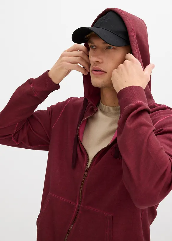 Sweat zippé à capuche, aspect délavé, bonprix