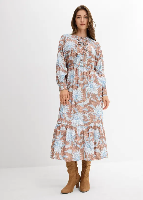 Robe longue en fine viscose mélangée, bonprix