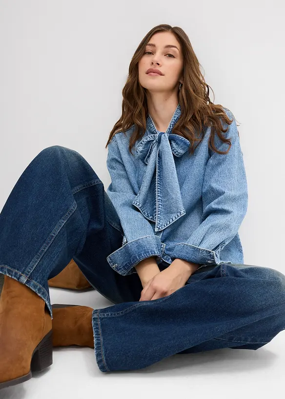 Chemisier en jean 100% coton, bonprix