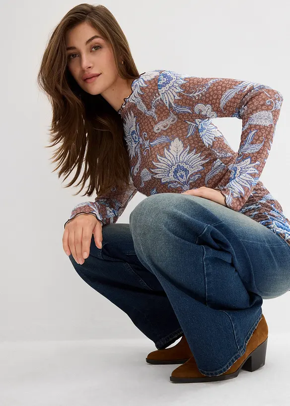 T-shirt manches longues en mesh fin, bonprix