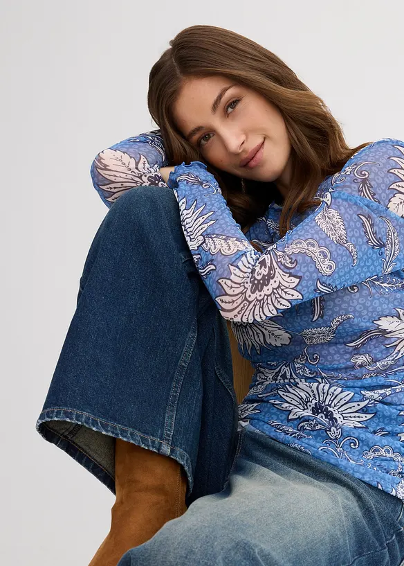 T-shirt manches longues en mesh fin, bonprix