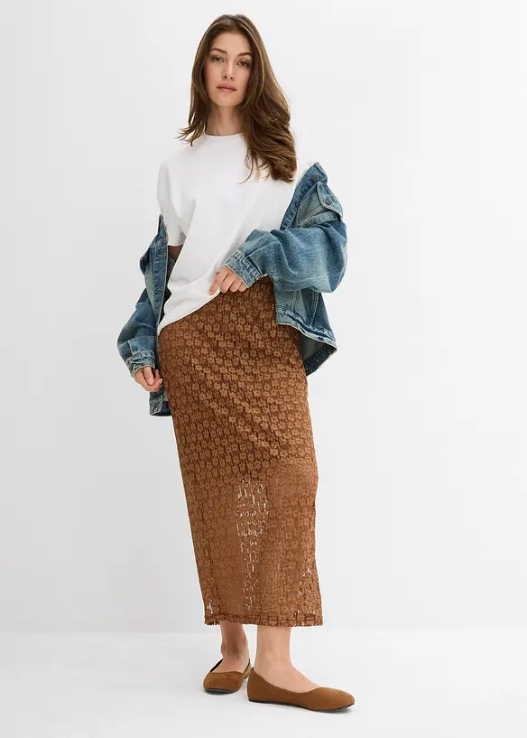 Jupe longue en dentelle, bonprix