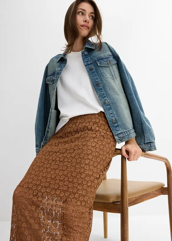 Jupe longue en dentelle, bonprix