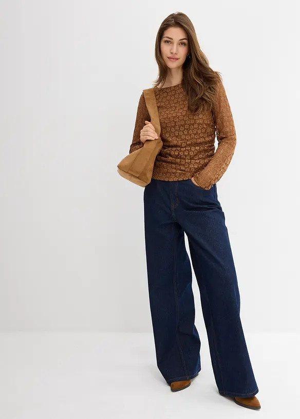 T-shirt manches longues en dentelle, bonprix