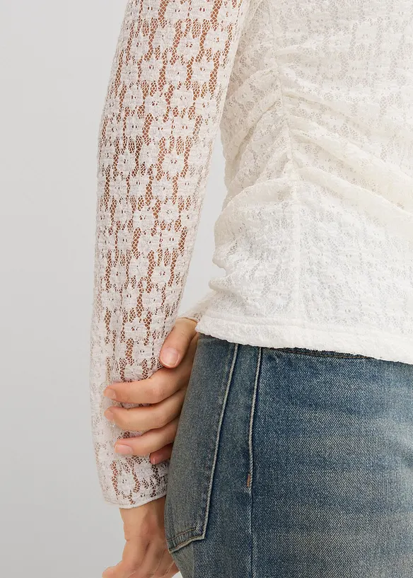 T-shirt manches longues en dentelle, bonprix