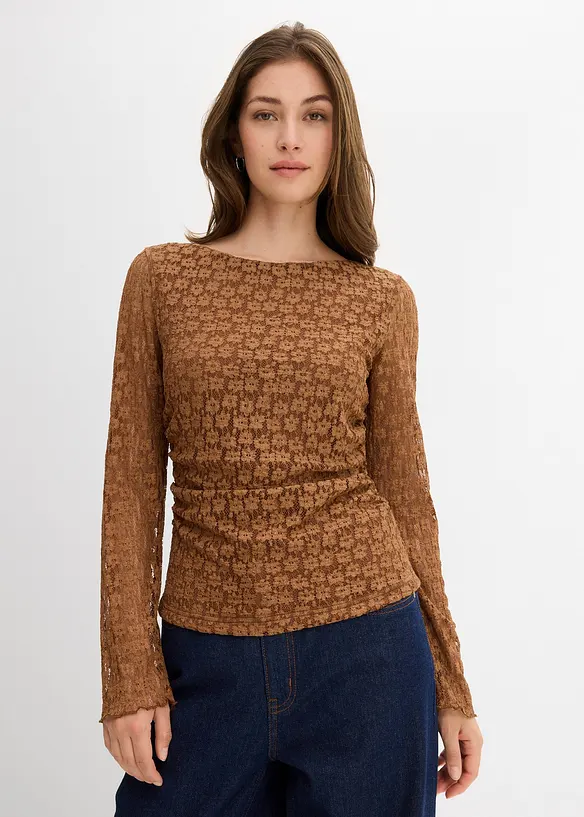 T-shirt manches longues en dentelle, bonprix