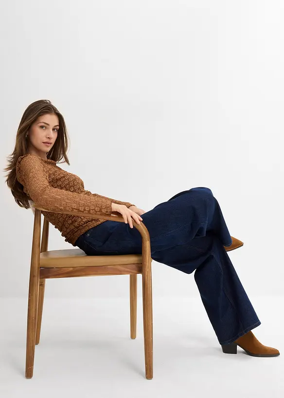 T-shirt manches longues en dentelle, bonprix