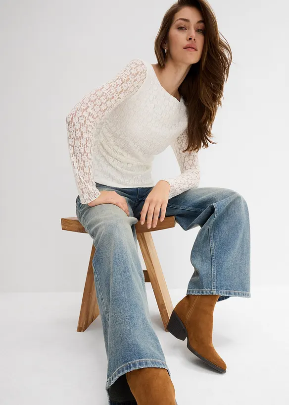 T-shirt manches longues en dentelle, bonprix