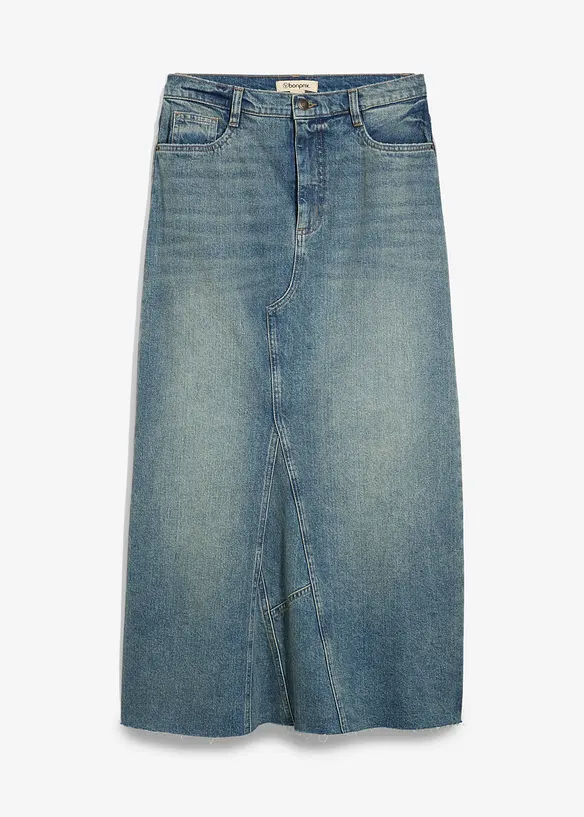Jupe longue en jean, taille mi-haute, bonprix