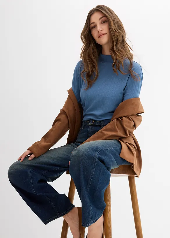 Jean Barrel taille mi-haute avec ceinture, bonprix