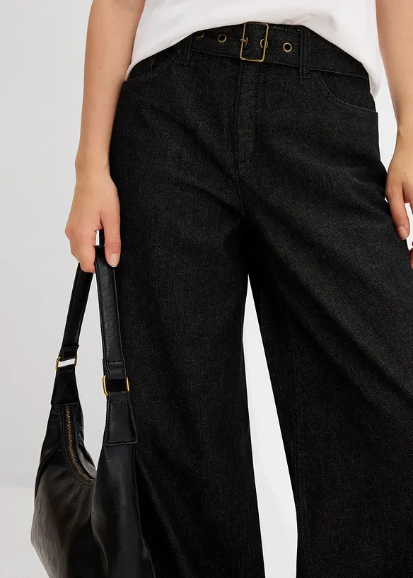 Jean Barrel taille mi-haute avec ceinture, bonprix