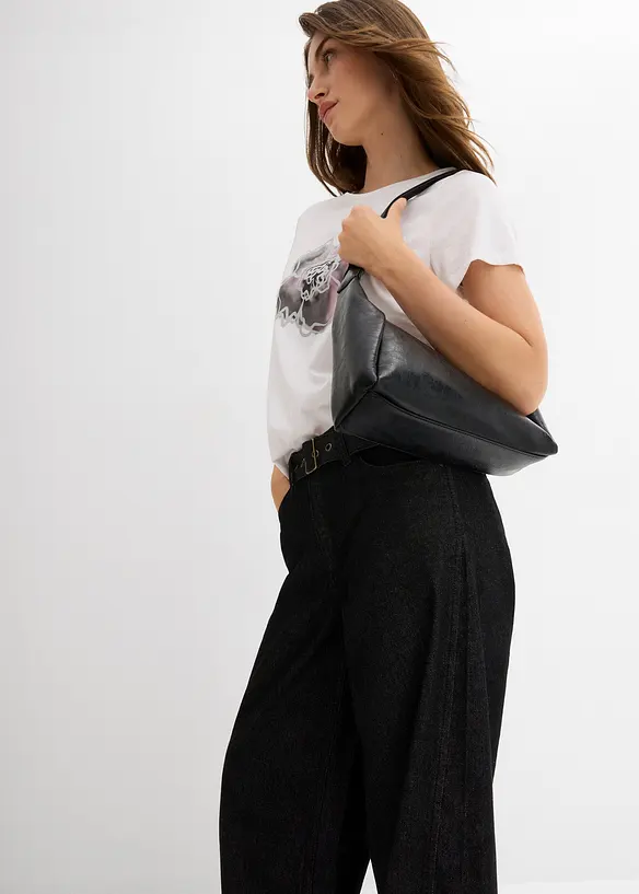 Jean Barrel taille mi-haute avec ceinture, bonprix