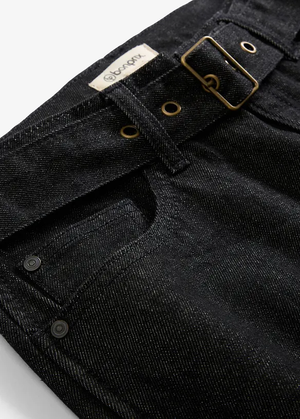 Jean Barrel taille mi-haute avec ceinture, bonprix