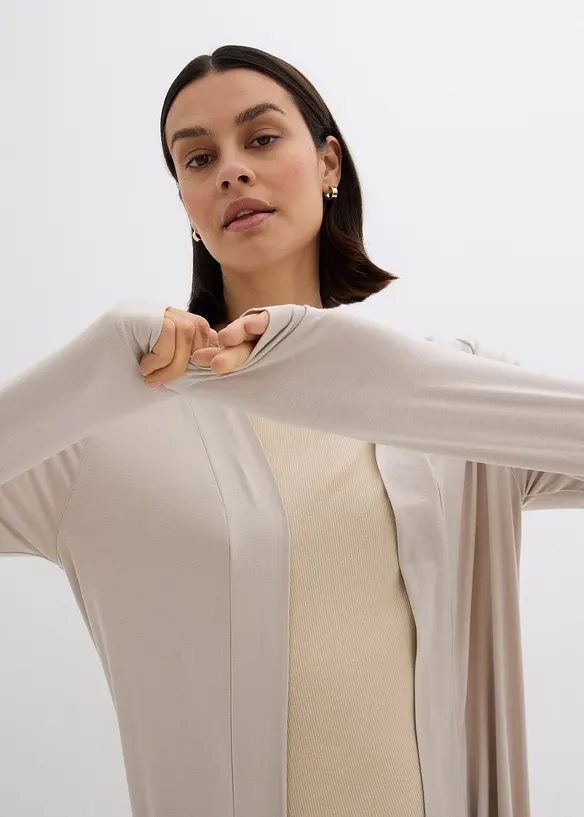 Gilet long et doux en viscose extensible, bonprix