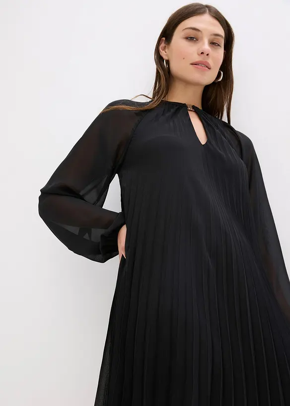 Robe courte plissée en mousseline, bonprix