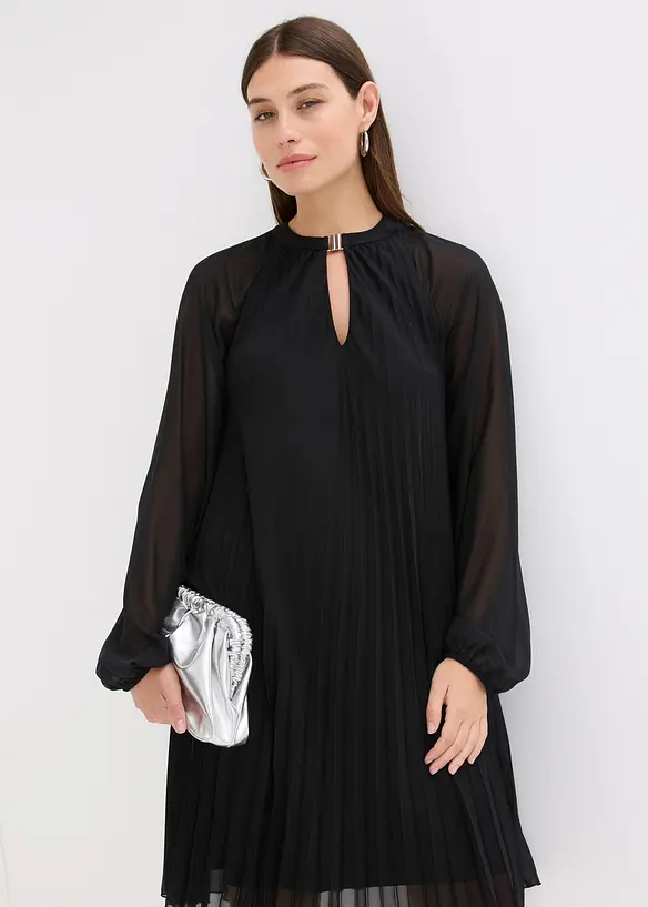 Robe courte plissée en mousseline, bonprix