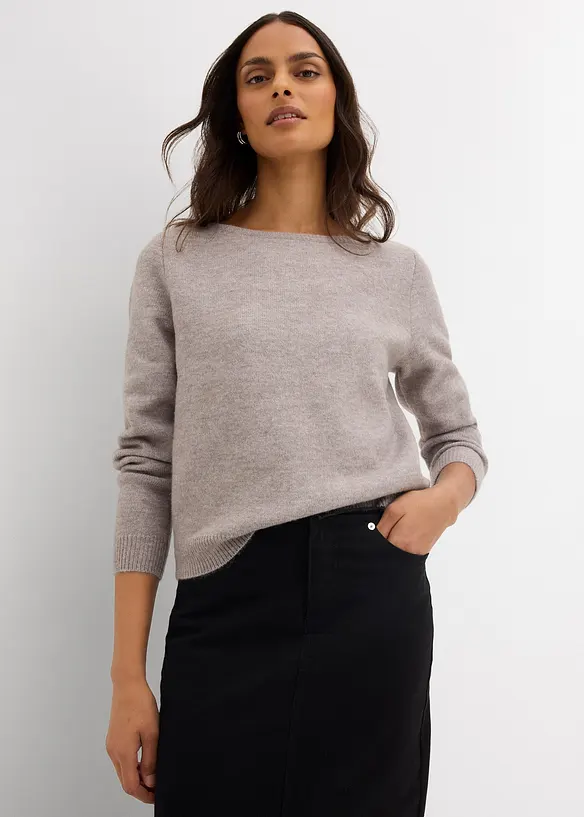 Pull en maille col bateau, bonprix