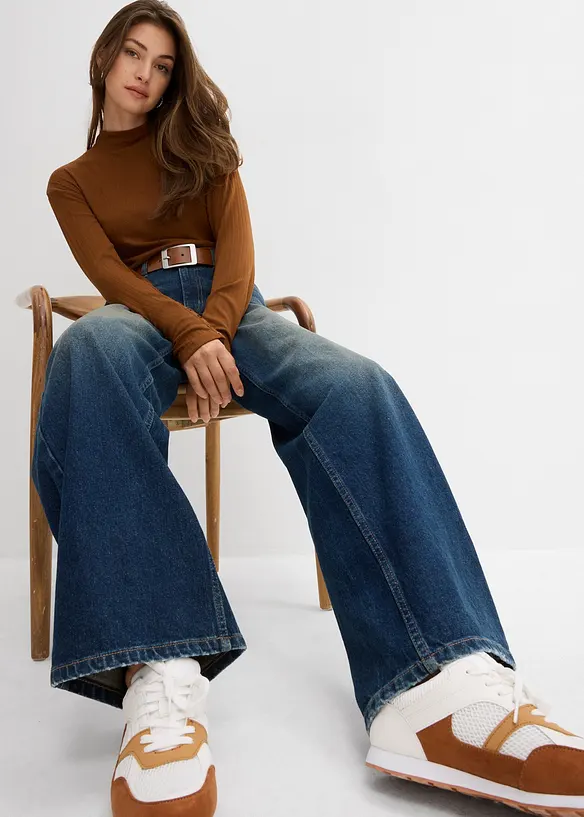 T-shirt manches longues côtelé, bonprix