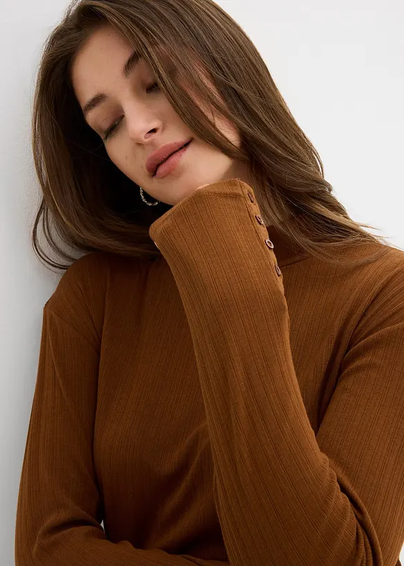 T-shirt manches longues côtelé, bonprix