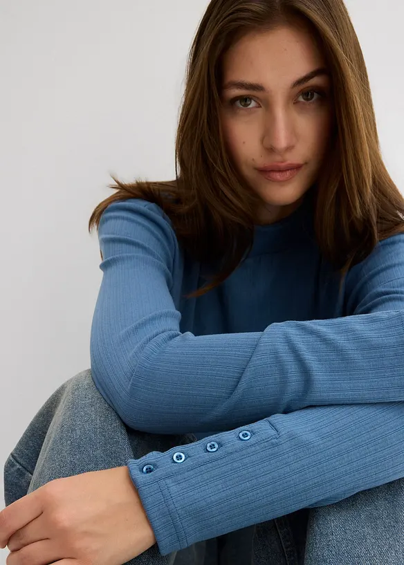 T-shirt manches longues côtelé, bonprix