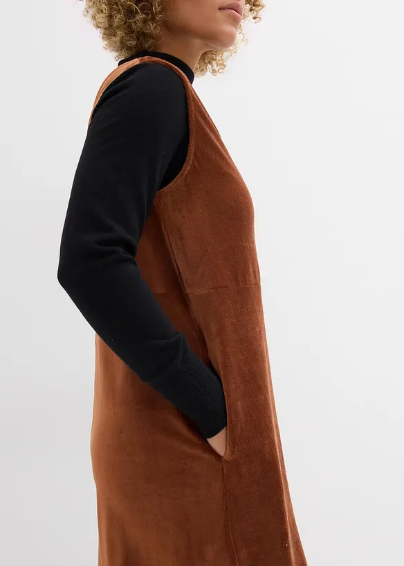 Robe chasuble en jersey velours côtelé, bonprix