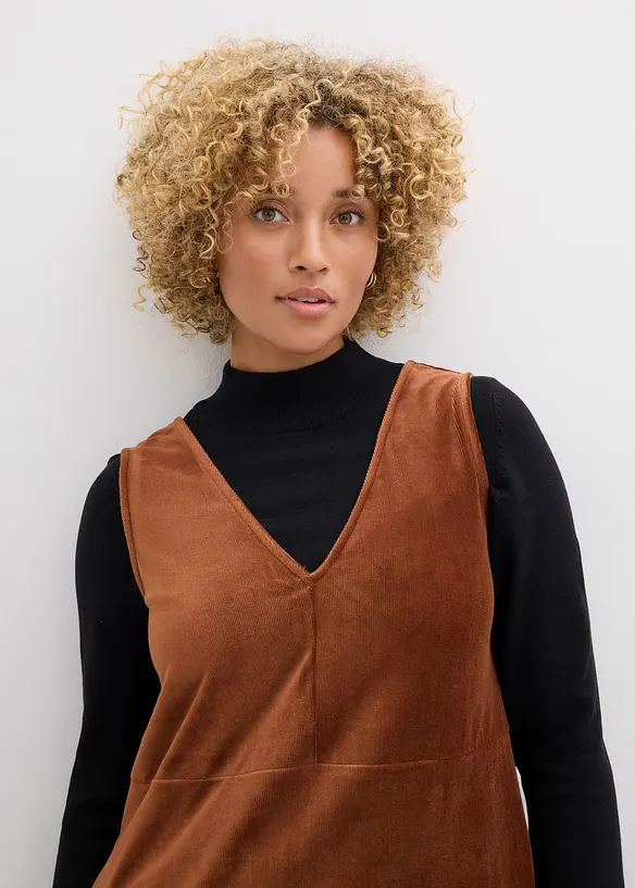 Robe chasuble en jersey velours côtelé, bonprix